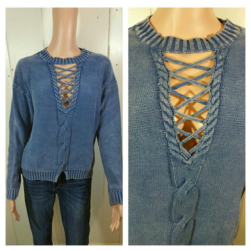 Fate by LED Lace Up Front Sweater